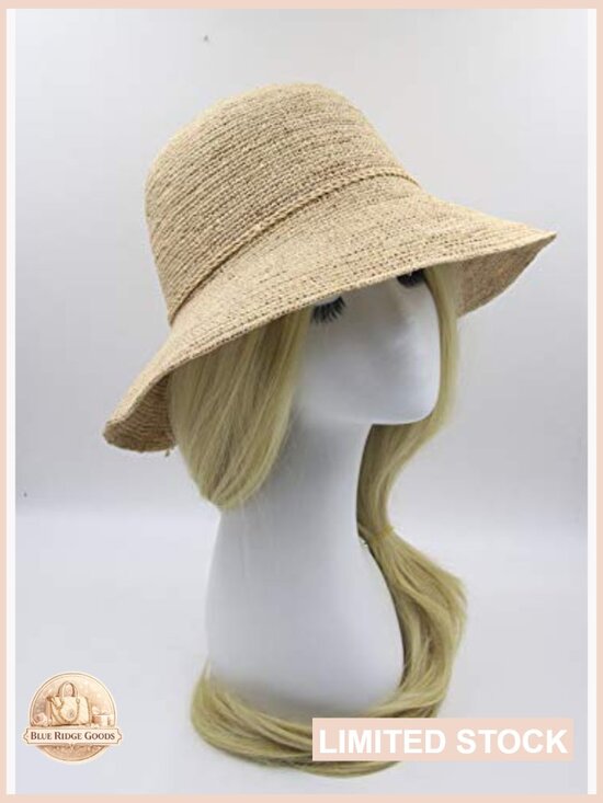 Bucket Hat Straw Raffia Adjustable Cloche Sun Protection Beach Fishing Adult main image 5